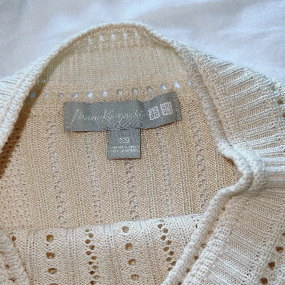 Uniqlo x Mame Kurogouchi 3D Knit Half Sleeve Sweater Top XS (Ivory & Black Set) - Picture 3 of 5